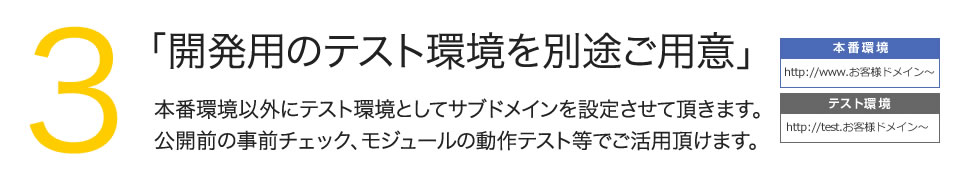 3.「開発用のテスト環境を別途ご用意」